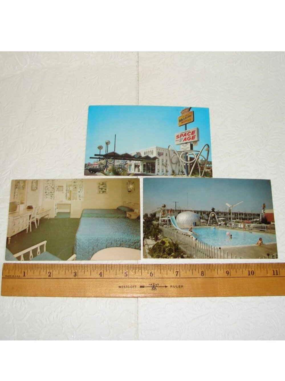 Vtg 1960's Space Age Lodge POSTCARD Lot of 3, Anaheim CA, Moon House, Pool
